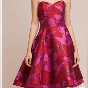 Shoshanna Strapless Floral Dress Fit and Flare